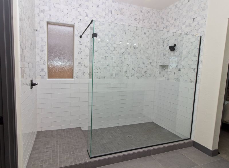 Open Concept Shower with Large Tiles